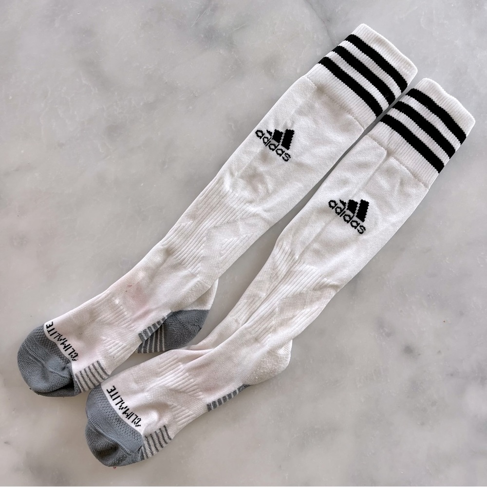 Adidas soccer socks. White/blacks Unisex. Small. Shoe size 3 - Picture 7 of 8